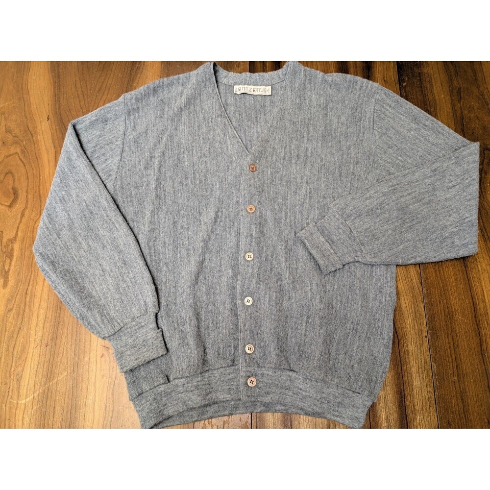 Vintage Jantzen Sweater Mens M Button Up Cardigan Kurt Cobain 70s Gray V-Neck